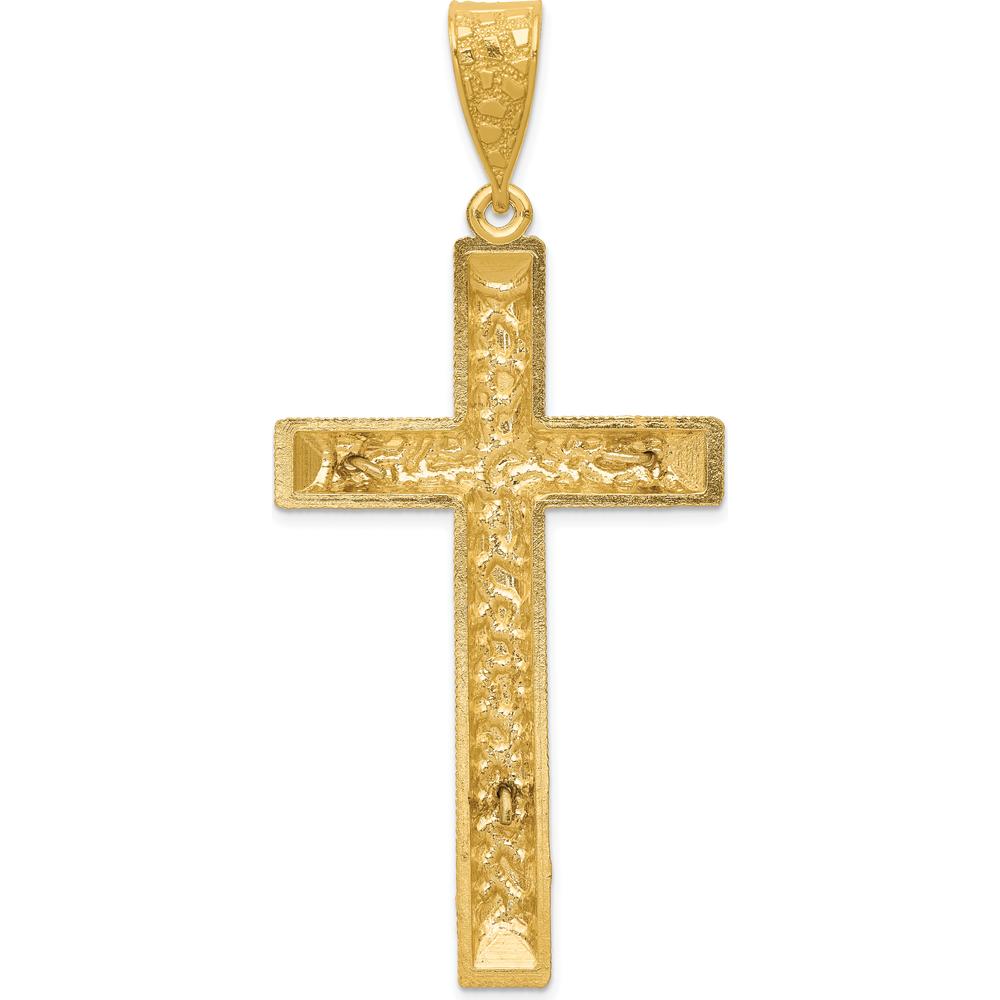 14K Two-Tone Diamond-Cut Crucifix Pendant - Solid Gold Faith Pendant with Polished Finish by Oro Pregiato