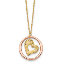 14K Two-Tone Diamond-Cut Heart Pendant Necklace with Fancy Chain by 0