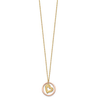 14K Two-Tone Diamond-Cut Heart Pendant Necklace with Fancy Chain by 0
