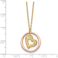 14K Two-Tone Diamond-Cut Heart Pendant Necklace with Fancy Chain by 0