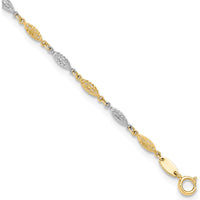 14K Two-Tone Diamond-cut Infinity Link Anklet - 9" + 1" Extender