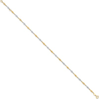 14K Two-Tone Diamond-cut Infinity Link Anklet - 9" + 1" Extender