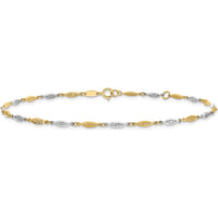 14K Two-Tone Diamond-cut Infinity Link Anklet - 9" + 1" Extender