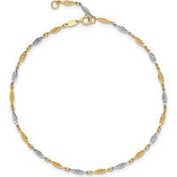 14K Two-Tone Diamond-cut Infinity Link Anklet - 9" + 1" Extender