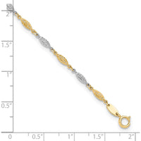 14K Two-Tone Diamond-cut Infinity Link Anklet - 9" + 1" Extender