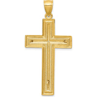 14K Two-Tone Diamond-cut Latin Crucifix Pendant - 47mm Length by Oro Pregiato