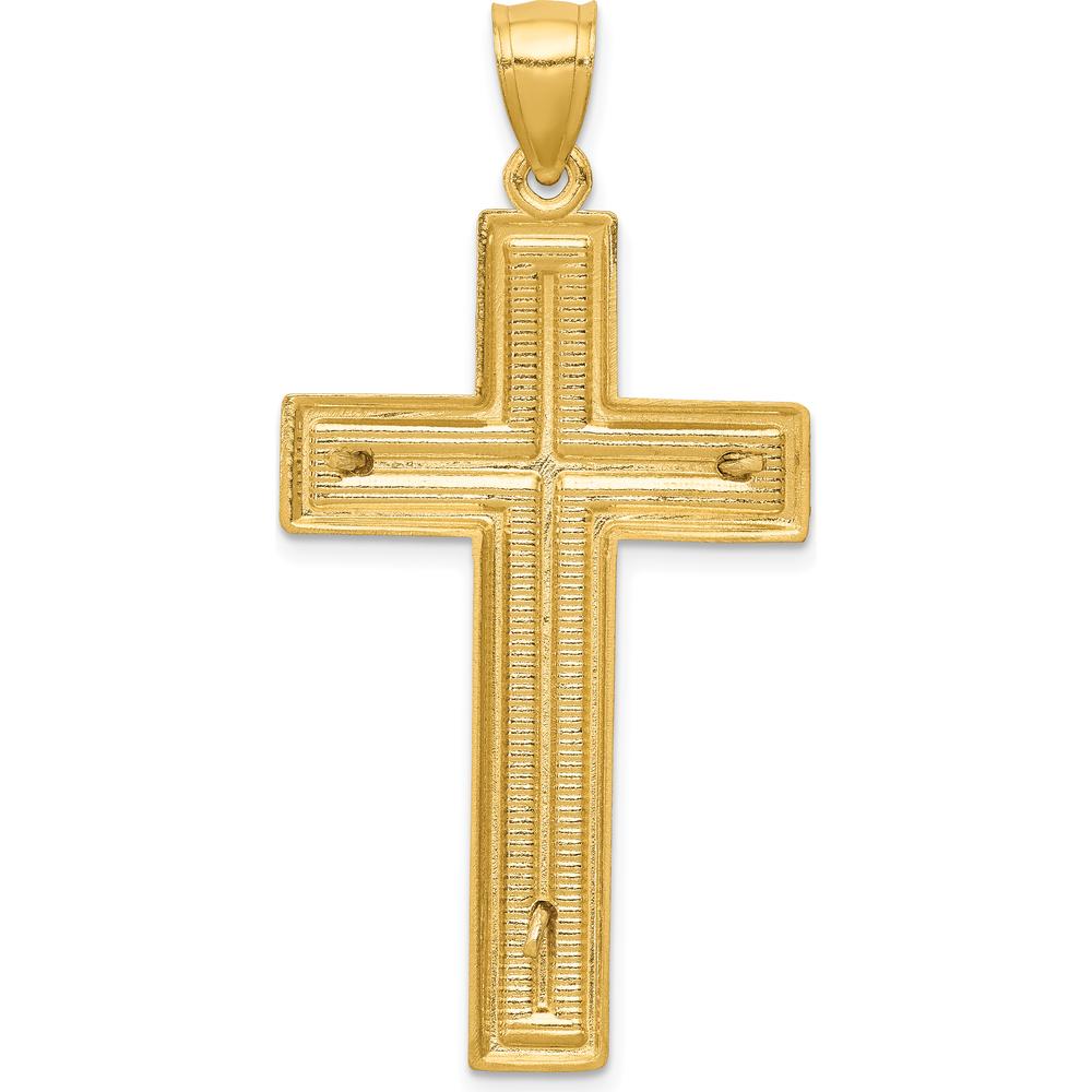 14K Two-Tone Diamond-cut Latin Crucifix Pendant - 47mm Length by Oro Pregiato