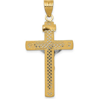 14K Two-Tone Diamond-cut Lattice Cross with Crucifix Pendant - 42mm by Oro Pregiato