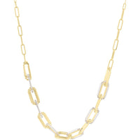 14K Two-Tone Diamond-Cut Pallina Paperclip Necklace - 18" Length by Orozza Fine Jewelry
