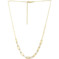 14K Two-Tone Diamond-Cut Pallina Paperclip Necklace - 18" Length by Orozza Fine Jewelry