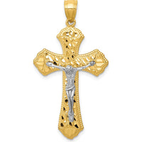 14K Two-Tone Diamond-Cut Passion Crucifix Pendant - 41mm Length by Oro Pregiato
