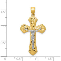 14K Two-Tone Diamond-Cut Passion Crucifix Pendant - 41mm Length by Oro Pregiato
