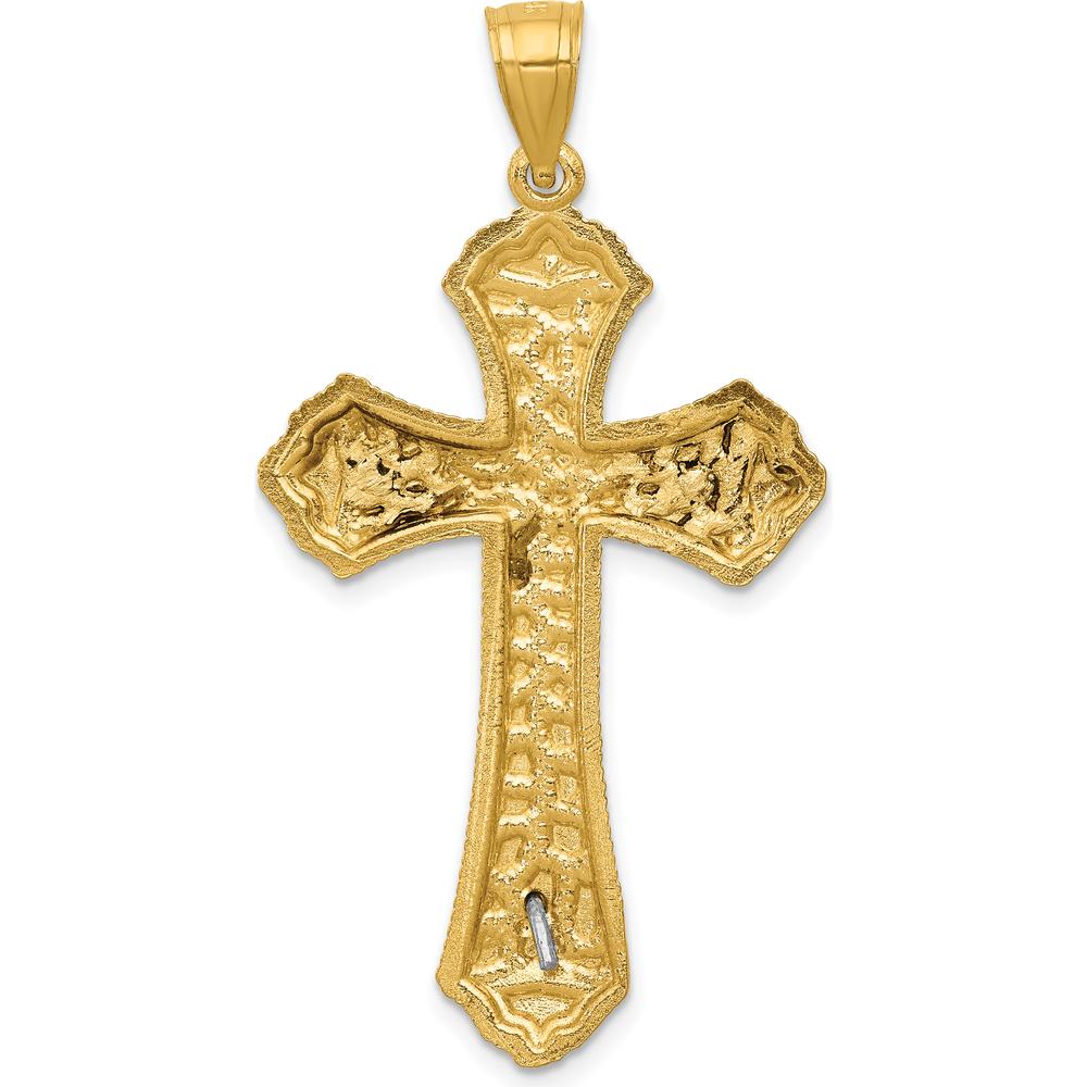 14K Two-Tone Diamond-Cut Passion Crucifix Pendant - 41mm Length by Oro Pregiato