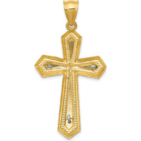 14K Two-Tone Diamond-cut Passion Crucifix Pendant with Sculpted Christ Figure - 47mm Length, 25mm Width by Oro Pregiato