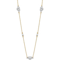 14K Two-Tone Diamond-Cut Puffed Hearts Necklace - 18" by 0