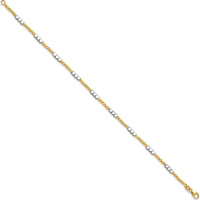 14K Two-Tone Diamond-Cut Round and Square Beaded 7.5" Bracelet by 0
