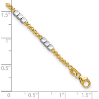 14K Two-Tone Diamond-Cut Round and Square Beaded 7.5" Bracelet by 0