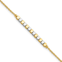 14K Two-Tone Diamond-Cut Square Beaded Bracelet - 7.5" Length by 0