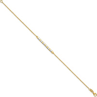 14K Two-Tone Diamond-Cut Square Beaded Bracelet - 7.5" Length by 0