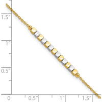 14K Two-Tone Diamond-Cut Square Beaded Bracelet - 7.5" Length by 0