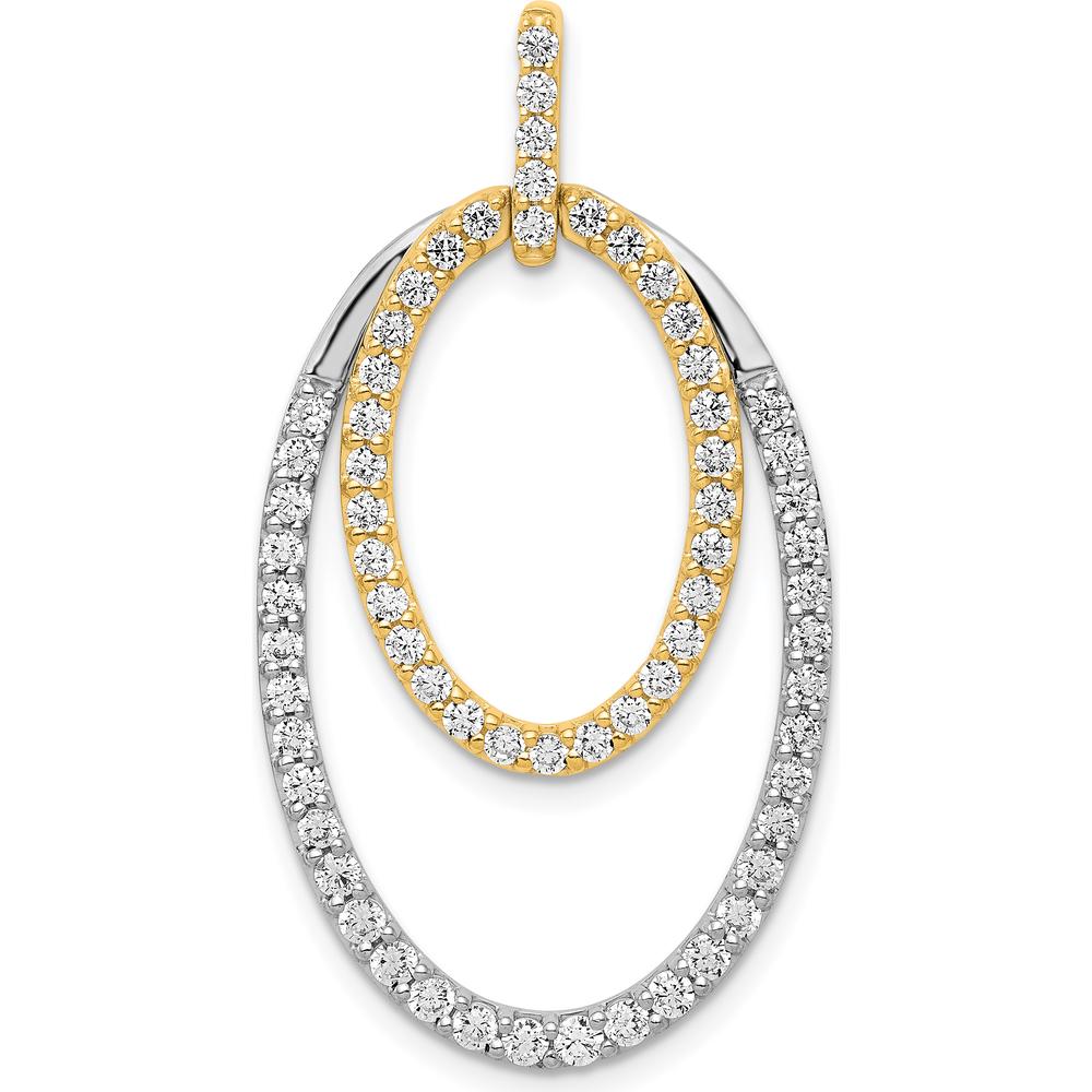 14K Two-Tone Diamond Double Oval Pendant - 1.0 Carat Total Diamond Weight by Monteluci Fine Jewelry