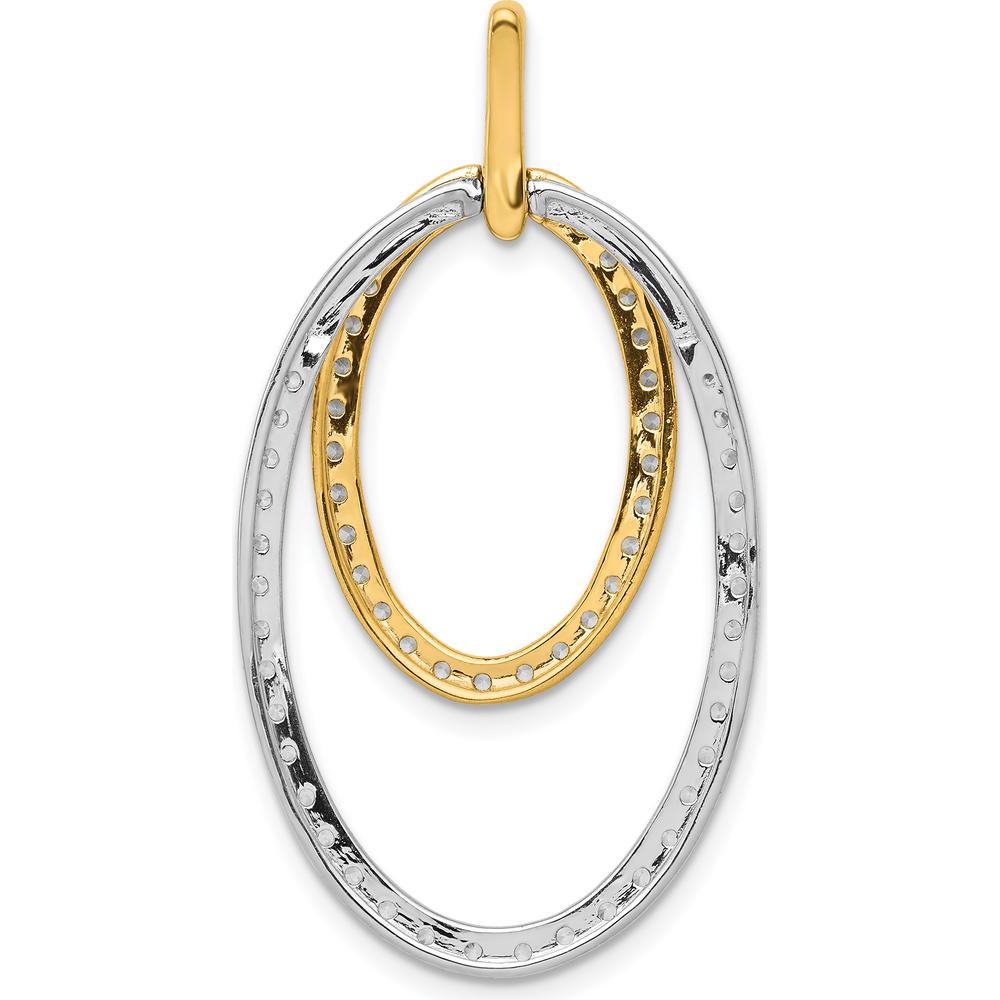 14K Two-Tone Diamond Double Oval Pendant - 1.0 Carat Total Diamond Weight by Monteluci Fine Jewelry