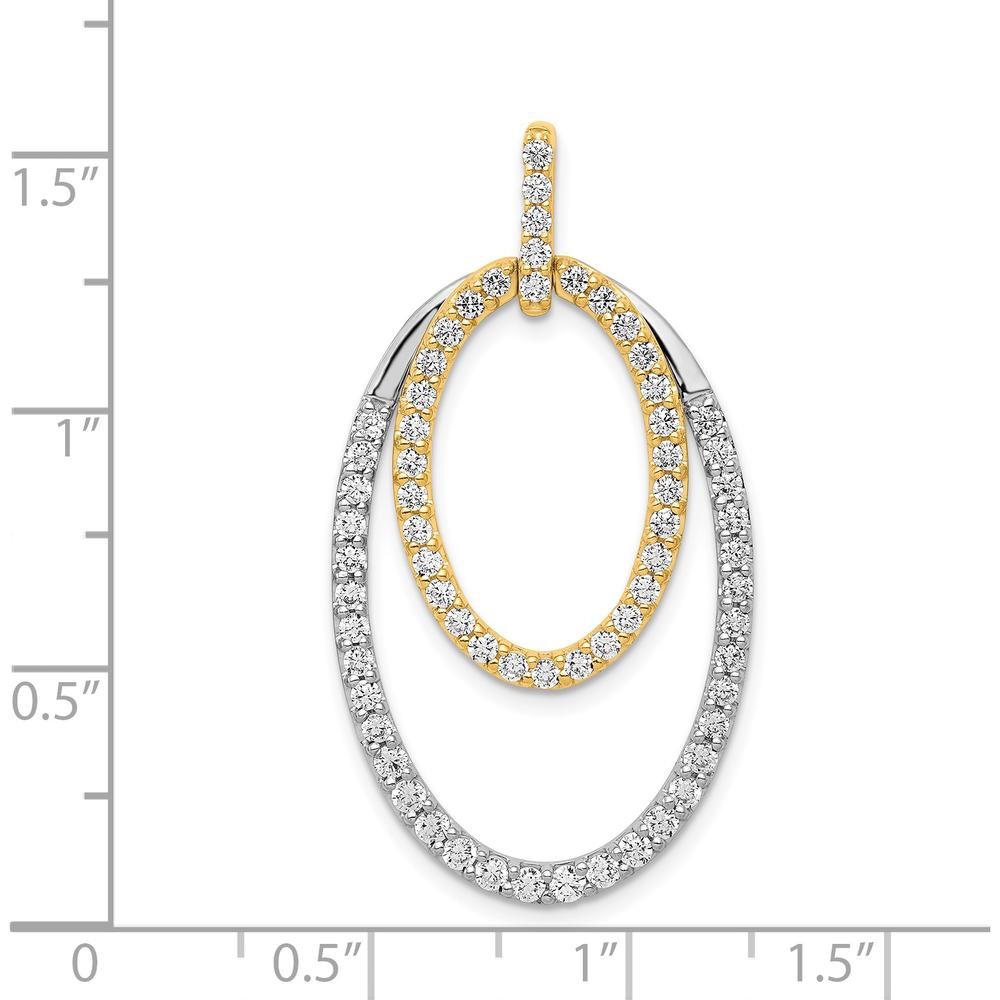 14K Two-Tone Diamond Double Oval Pendant - 1.0 Carat Total Diamond Weight by Monteluci Fine Jewelry