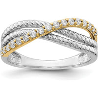 14K Two-Tone Diamond Fancy Ring with Round Diamonds - 0.027 Carat Total Diamond Weight by 0