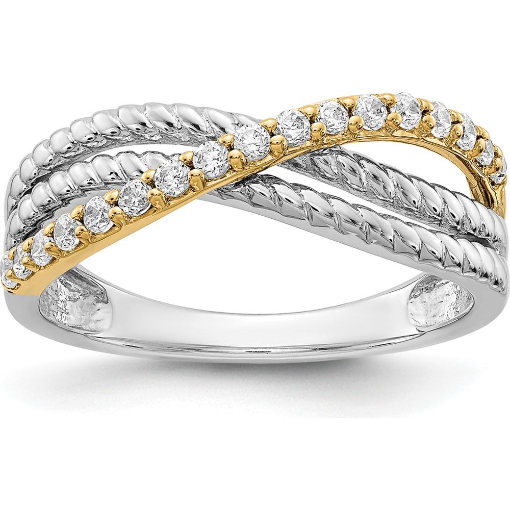 14K Two-Tone Diamond Fancy Ring with Round Diamonds - 0.027 Carat Total Diamond Weight by 0