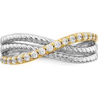 14K Two-Tone Diamond Fancy Ring with Round Diamonds - 0.027 Carat Total Diamond Weight by 0