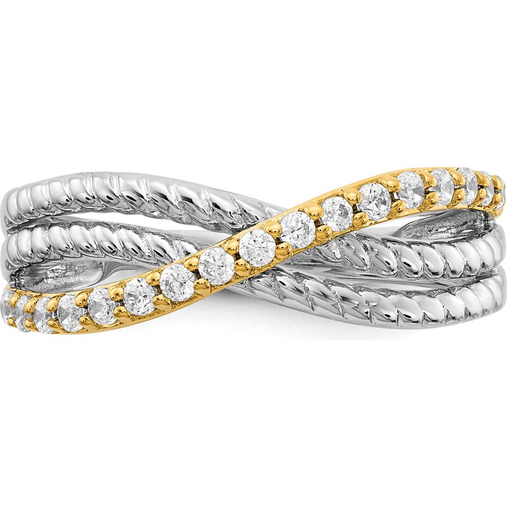 14K Two-Tone Diamond Fancy Ring with Round Diamonds - 0.027 Carat Total Diamond Weight by 0