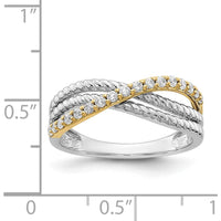 14K Two-Tone Diamond Fancy Ring with Round Diamonds - 0.027 Carat Total Diamond Weight by 0