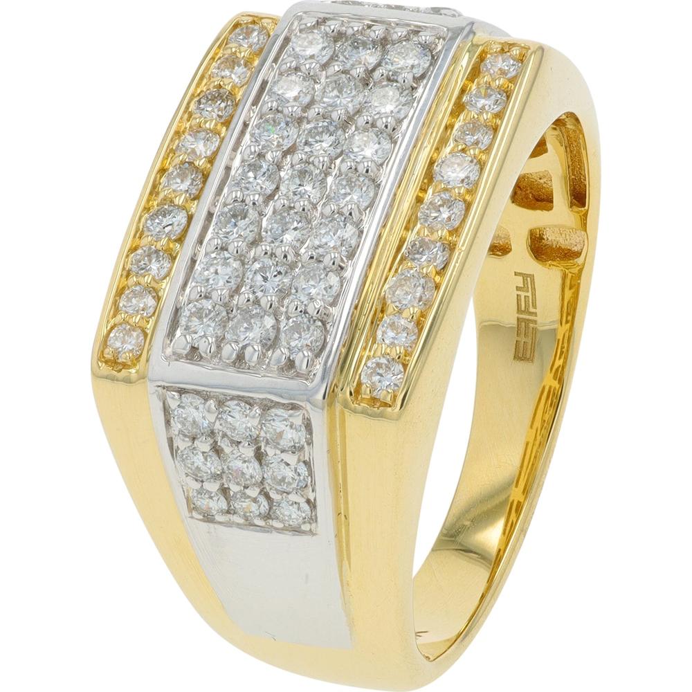 14K Two-Tone Diamond Gents Ring with 1.00 Carat Total Diamond Weight