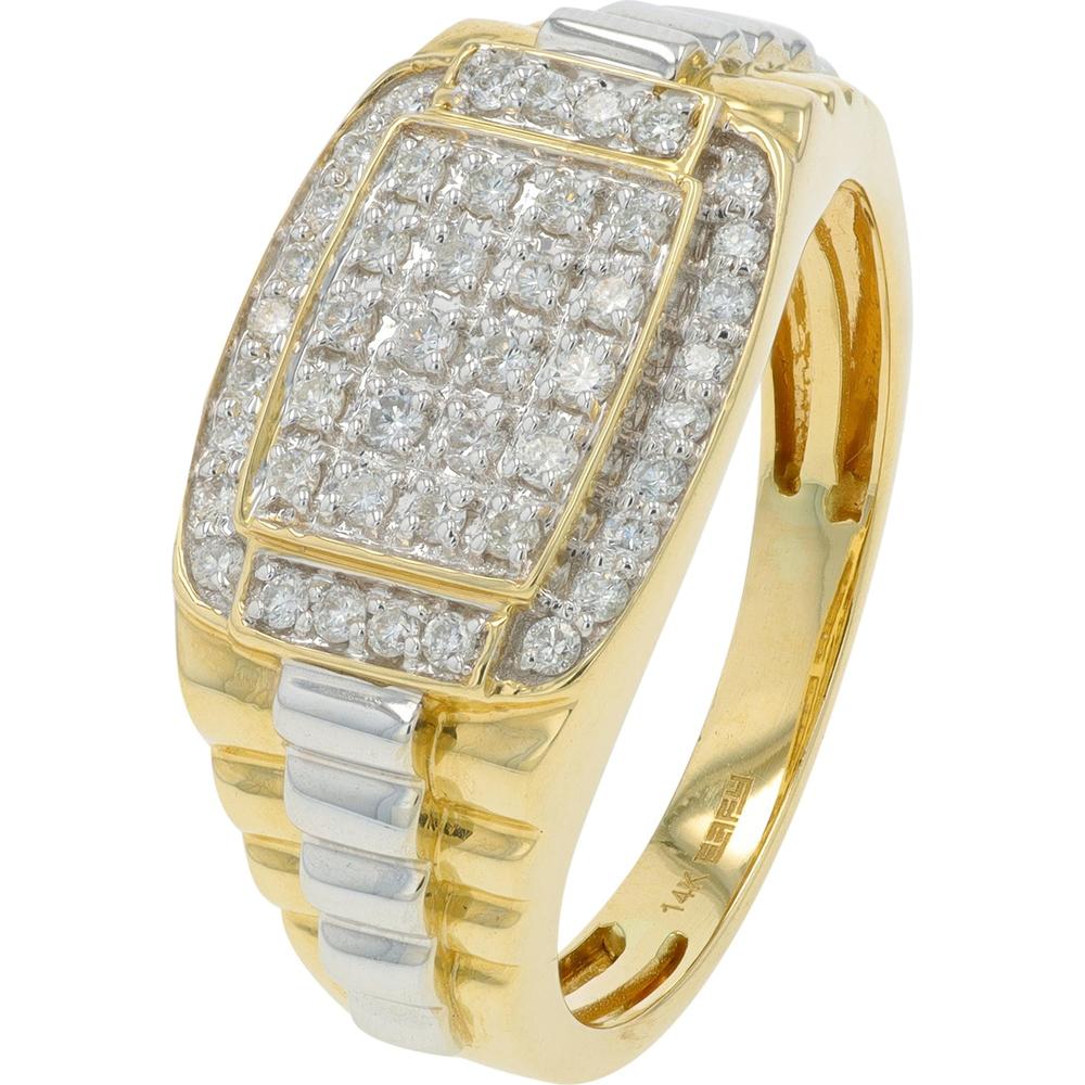 14K Two-Tone Diamond Gents Ring with Pave Set Diamonds - 0.50 Carat Total Diamond Weight