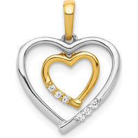14K Two-Tone Diamond Heart Pendant - 0.03 Carat Total Diamond Weight by Monteluci Fine Jewelry