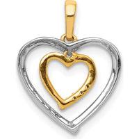 14K Two-Tone Diamond Heart Pendant - 0.03 Carat Total Diamond Weight by Monteluci Fine Jewelry