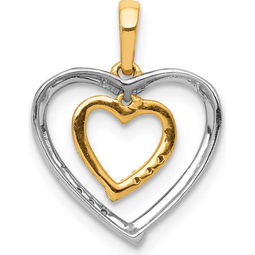 14K Two-Tone Diamond Heart Pendant - 0.03 Carat Total Diamond Weight by Monteluci Fine Jewelry