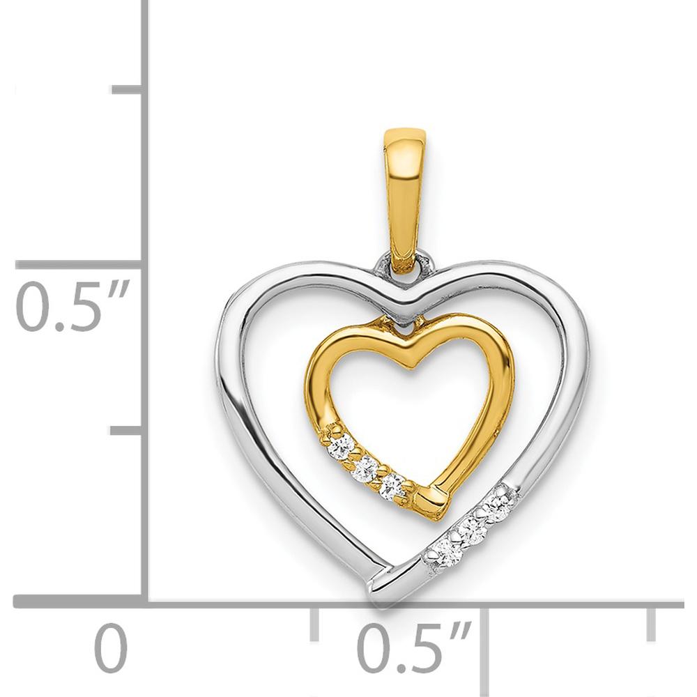 14K Two-Tone Diamond Heart Pendant - 0.03 Carat Total Diamond Weight by Monteluci Fine Jewelry