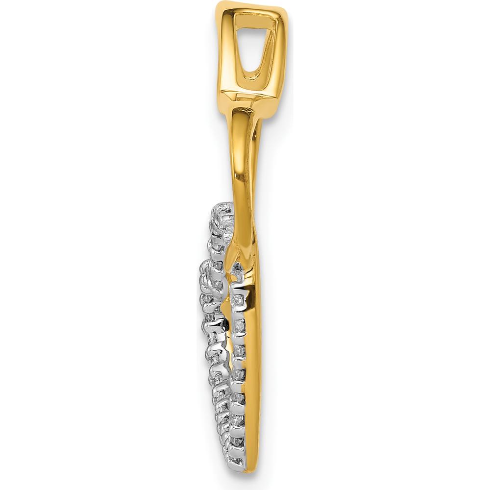 14K Two-Tone Diamond Heart Pendant with Round Diamonds - 0.007 Carat Total Diamond Weight by Monteluci Fine Jewelry