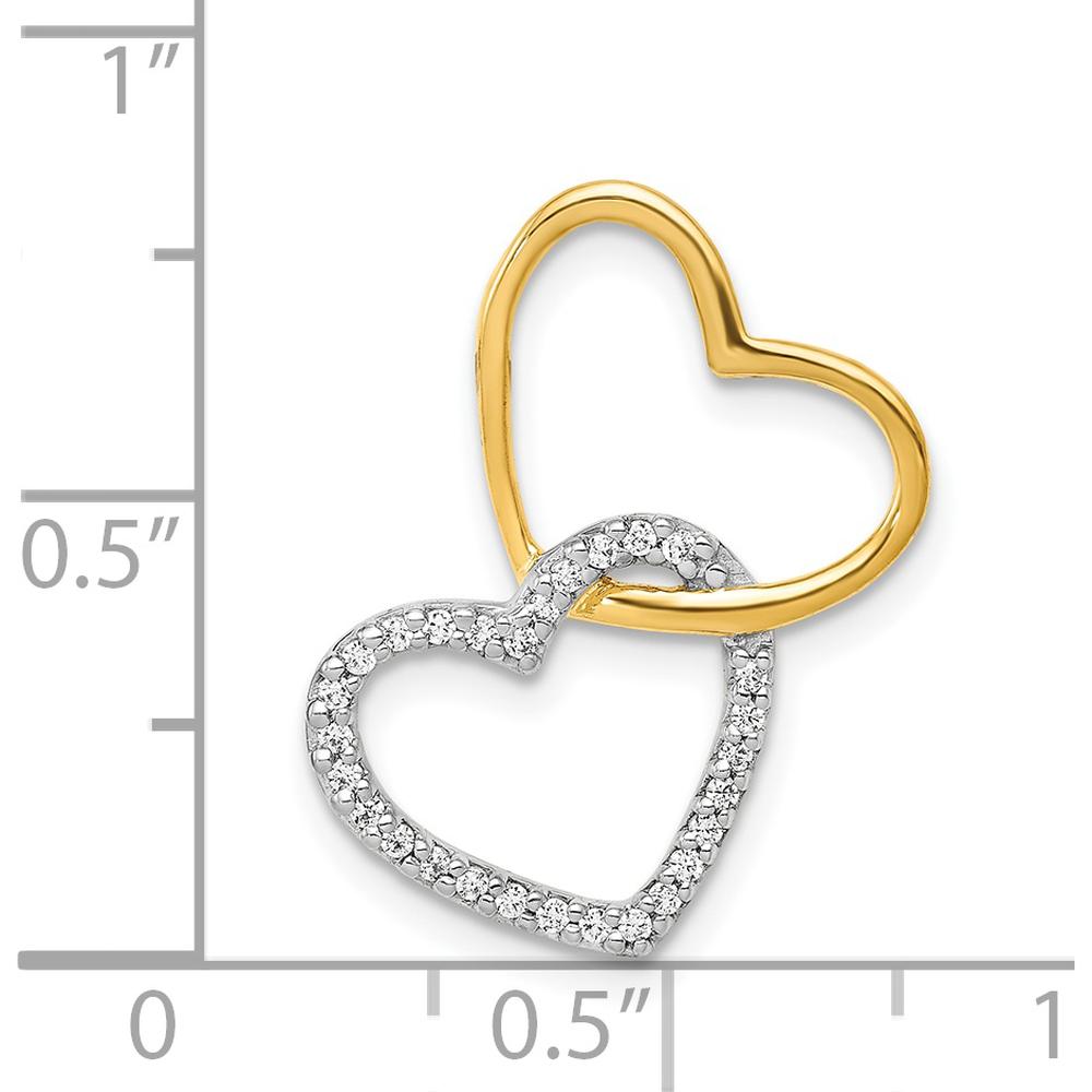 14K Two-Tone Diamond Heart Pendant with Round Diamonds - 0.007 Carat Total Diamond Weight by Monteluci Fine Jewelry