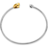 14K Two-Tone Diamond Moon and Star Cuff Bangle Bracelet - 1/6 Carats Total Diamond Weight by Monteluci Fine Jewelry