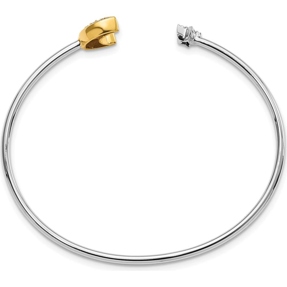 14K Two-Tone Diamond Moon and Star Cuff Bangle Bracelet - 1/6 Carats Total Diamond Weight by Monteluci Fine Jewelry