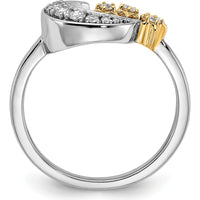 14K Two-Tone Diamond Moon with 3 Stars Ring - 0.06 Carat Total Diamond Weight by 0