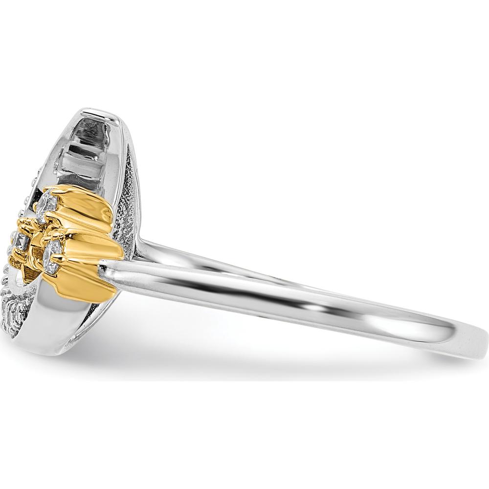 14K Two-Tone Diamond Moon with 3 Stars Ring - 0.06 Carat Total Diamond Weight by 0