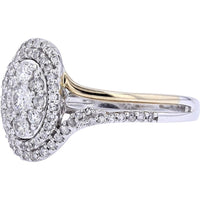 14K Two-Tone Diamond Oval Cluster Ring - 0.65 Carat Total Diamond Weight