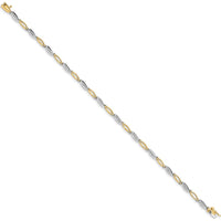 14K Two-Tone Diamond Oval Link Bracelet with Round Diamonds - 1/20 Carat Total Diamond Weight by Monteluci Fine Jewelry