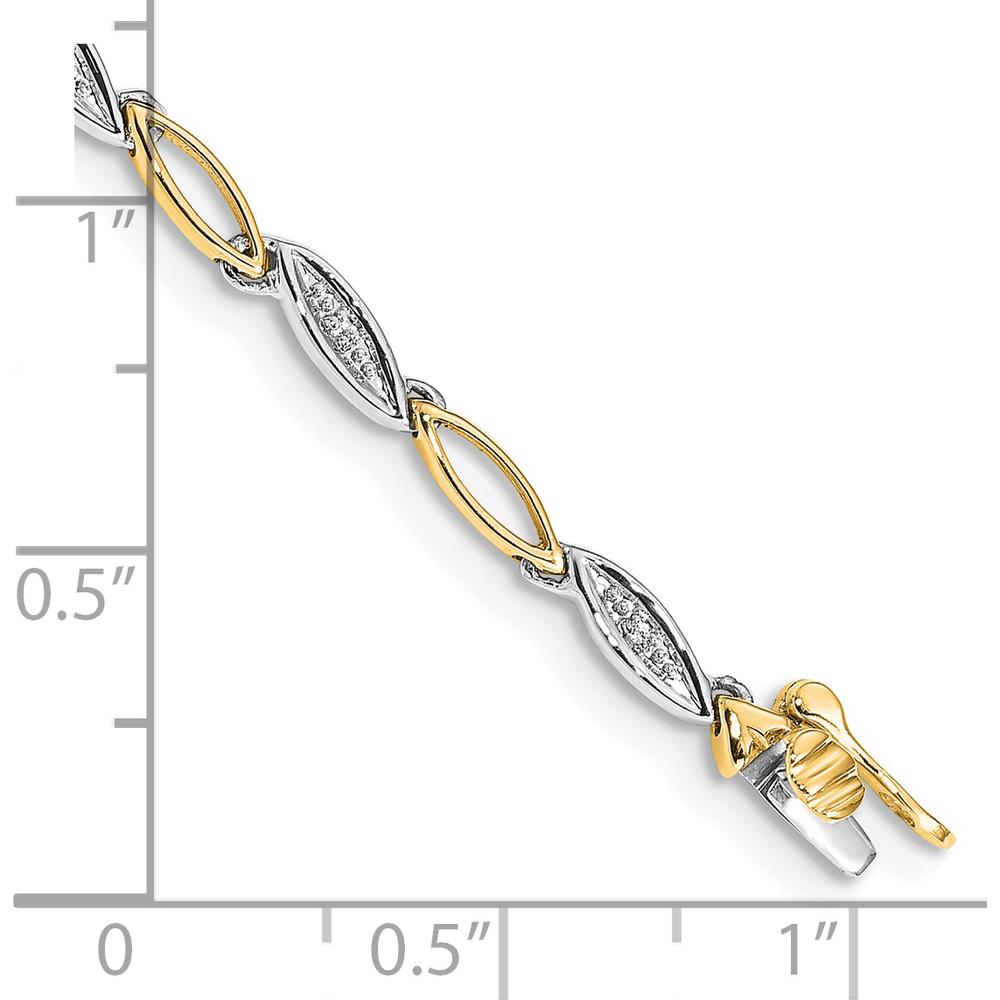 14K Two-Tone Diamond Oval Link Bracelet with Round Diamonds - 1/20 Carat Total Diamond Weight by Monteluci Fine Jewelry