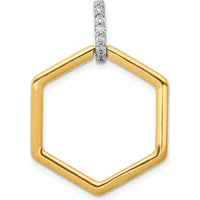 14K Two-Tone Diamond Pendant with Round Diamonds in Fancy Hexagon Shape - 0.012 Carat Total Diamond Weight by Monteluci Fine Jewelry