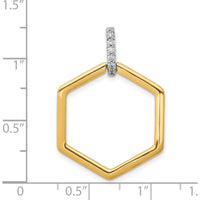14K Two-Tone Diamond Pendant with Round Diamonds in Fancy Hexagon Shape - 0.012 Carat Total Diamond Weight by Monteluci Fine Jewelry
