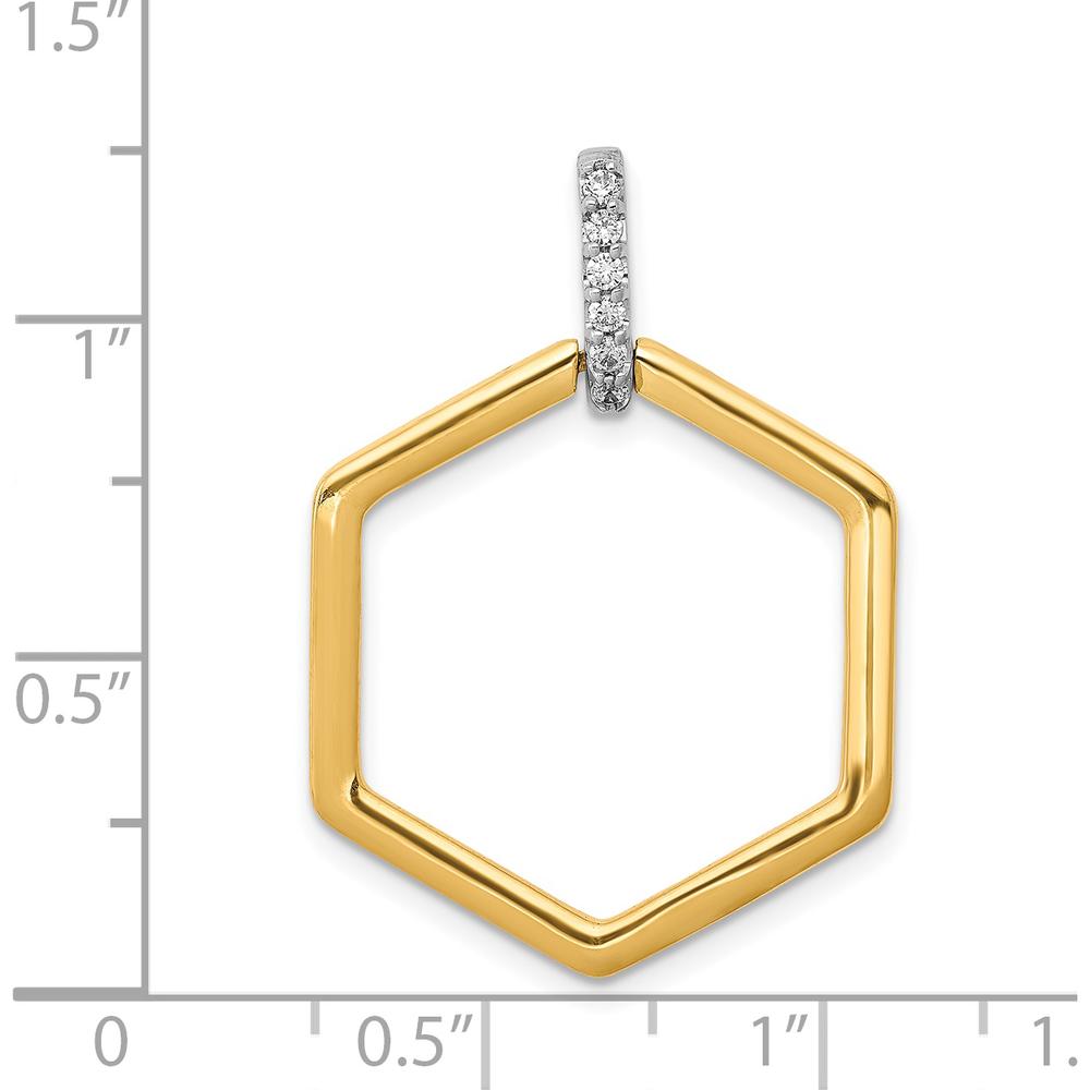 14K Two-Tone Diamond Pendant with Round Diamonds in Fancy Hexagon Shape - 0.012 Carat Total Diamond Weight by Monteluci Fine Jewelry